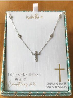 Isabella M Sterling Silver Cubic Zirconia Cross Necklace